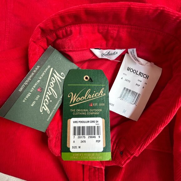 Woolrich Womens Red Pendulum Corduroy Shirt Medium Pockets Western Outdoor New - Picture 3 of 10